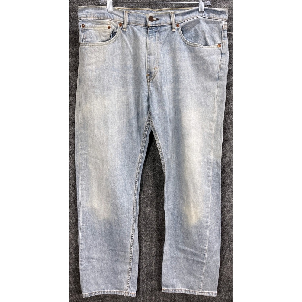 Levis 505 Regular Fit Jeans Mens 34x32 Light Wash Blue Stretch Denim 00505-1373